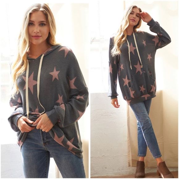 🆕Star print oversized hooded pullover - Picture 4 of 16